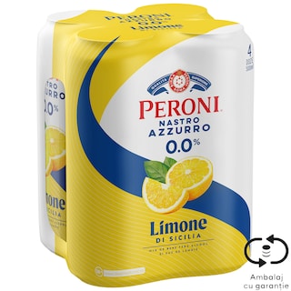 Peroni Nastro Azzurro | Bere fara alcool cu suc de lamaie 4x0.5L