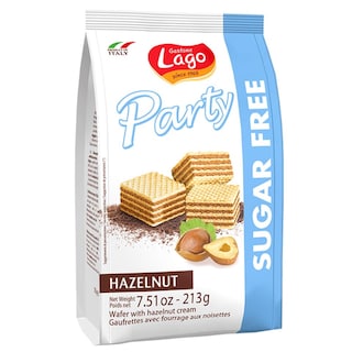Lago | Napolitane cu crema de alune, fara zahar 213g