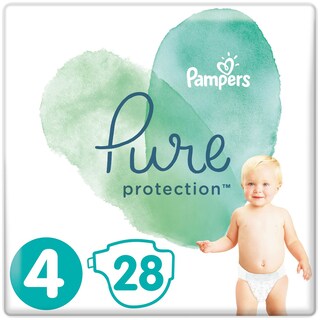 Pampers | Pure | Scutece bebelusi Marimea 4, 9-14 kg, 28 buc