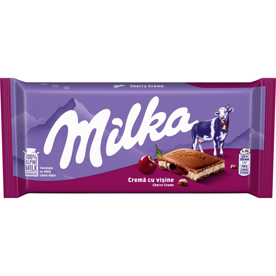 Ciocolata cu lapte cu crema cu visine 100g
