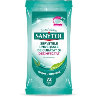 Sanytol | Servetele universale de curatat si dezinfectat, 72 bucati
