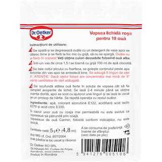 Dr. Oetker | Carmin | Vopsea lichida rosie, 10 oua 5ml