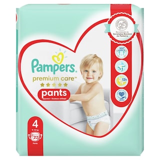 Pampers | Premium Care Pants | Scutece chilotel bebelusi Marimea 4, 9-15 kg, 22 buc
