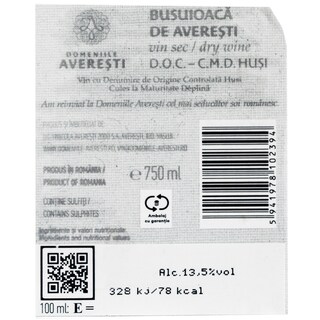 Domeniile Averesti | Vin roze sec Busuioaca de Averesti 0.75L