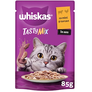 Whiskas | Hrana umeda pentru pisici cu miel si curcan in sos 85g