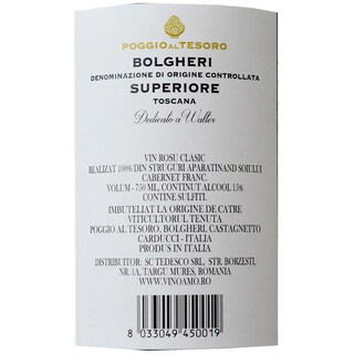 Dedicatato a walter | Vin rosu Cabernet Franc 0.75L