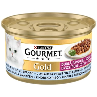 Gourmet | Gold | Hrana pentru pisici adulte, cu peste oceanic in sos cu spanac 85g