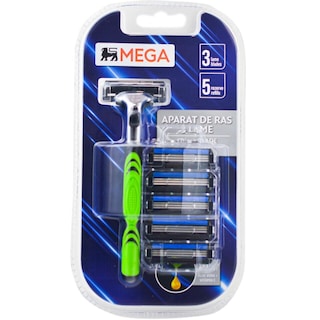 MEGA | Aparat de ras 3 lame, 5 rezerve