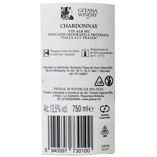 Gitana Winery | Vin alb sec Chardonnay 0.75L