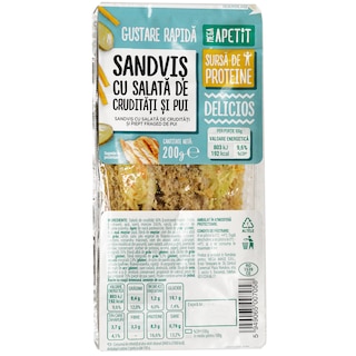Mega Apetit | Sandvis cu salata de cruditati si pui 200g