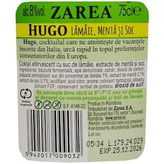 Zarea | Cocktail efervescent cu suc de lamaie, menta si soc 0.75L