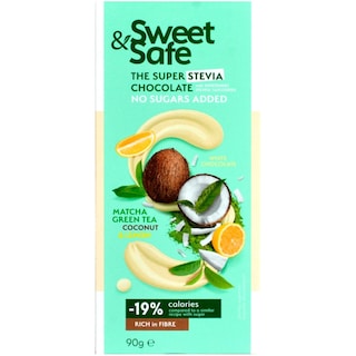 Sweet&Safe | Ciocolata alba cu Matcha ceai verde cocos si lamaie 90g