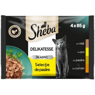 Sheba | Selection | Hrana umeda pentru pisici, Selectie de pasare 4x85g