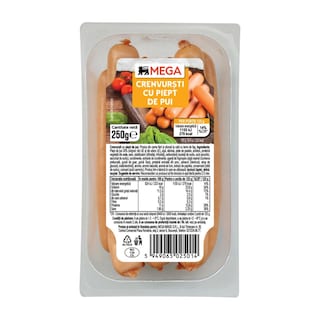 MEGA | Crenvursti cu piept de pui 250g