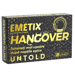 Emetix HANGOVER | Supliment alimentar cu indulcitori, 8 plicuri
