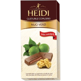 Heidi | Gusturile copilariei | Ciocolata lapte cu umplutura cu bucati de nuca 90g