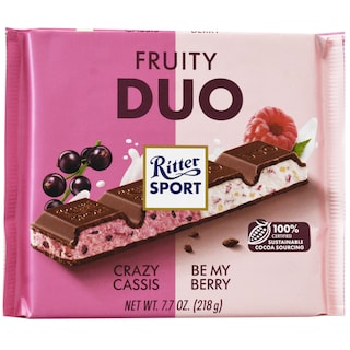 Ritter Sport | Ciocolata cu lapte cu umplutura de coacaze si zmeura Duo Fruity 218g