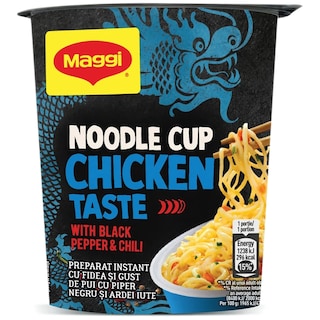 Maggi | Noodles instant cu gust de pui si piper negru si ardei iute 63g