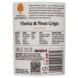 Domeniile Davidescu | Vin alb sec Viorica Pinot Grigio 0.75L