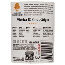 Domeniile Davidescu | Vin alb sec Viorica Pinot Grigio 0.75L