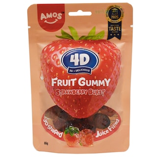 Amos | 4D | Bomboane gumate cu aroma de capsuni 65g