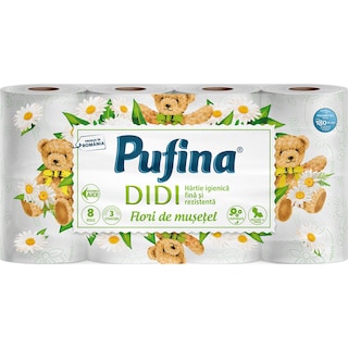 Pufina | Didi | Hartie igienica 8 role 3 straturi cu parfum de musetel