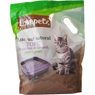 Lovepet | Asternut natural tofu cu parfum de lavanda pentru pisici 6L