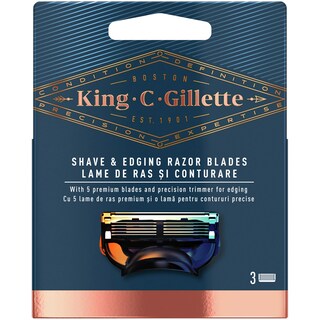 King C Gillette | Rezerve aparat de ras pentru barbierire si conturare, 3 bucati