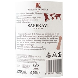 Gitana Winery | Vin rosu sec Saperavi 0.75L