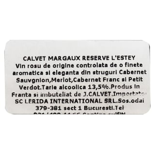 Calvet | Margaux | Vin rosu Reserve de L'Estey 0.75L