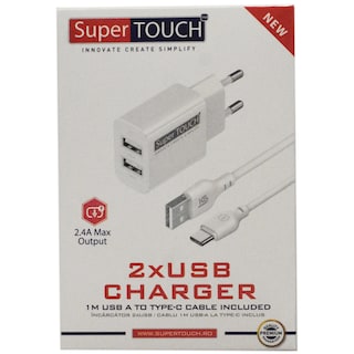 Super Touch | Incarcator 2 X USB - Cablu USB A la type C inclus