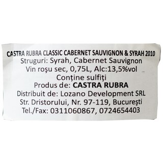 Castra Rubra | Vin rosu Cabernet Sauvignon si Syrah 0.75l