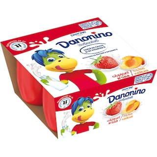 Danonino | Branza proaspata cu piure de capsuni si caise 4x50g