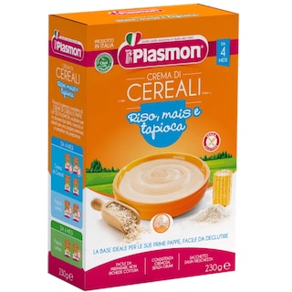Plasmon | Crema de cereale fara gluten cu orez, porumb si tapioca, +4 luni, 230g