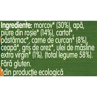 Gerber | Piure bio cu morcovi, rosii si curcan 190g