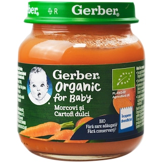 Gerber | Piure bio cu morcovi si cartofi dulci 125g