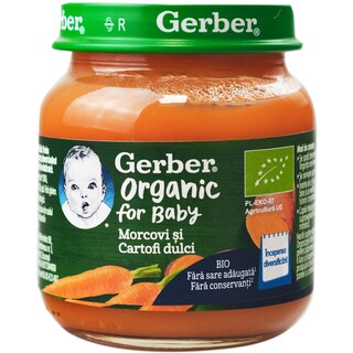 Gerber | Piure bio cu morcovi si cartofi dulci 125g
