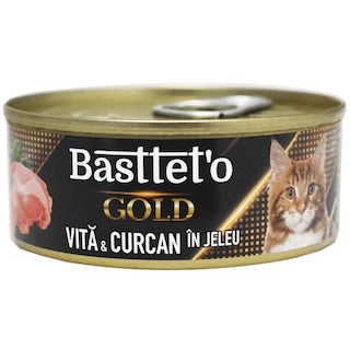 Bastteto | Hrana umeda pentru pisici, vita si curcan in jeleu 85g