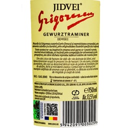 Jidvei | Grigorescu | Vin alb demisec Gewurztraminer 0.75L