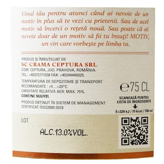Crama Ceptura | Motiv | Vin alb demisec Feteasca Regala, Chardonnay 0.75L