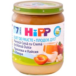 Duet de fructe: piersica si caisa, cu crema de branza, de la 7 luni 160g