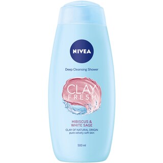 Nivea | Gel de dus Clay Fresh cu hibiscus si salvie 500ml
