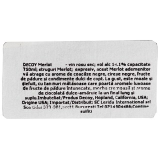 Decoy | Vin rosu sec Merlot 0.75L