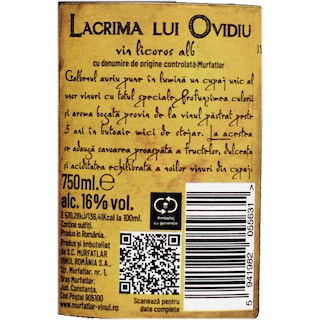 Lacrima lui Ovidiu | Vin alb licoros dulce 0.75L