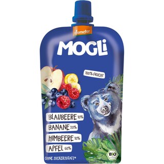 Mogli | Piure eco din afine, banane, zmeura si mere 120g
