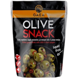 Snack cu masline verzi, fara samburi, cu chili si piper negru 65g