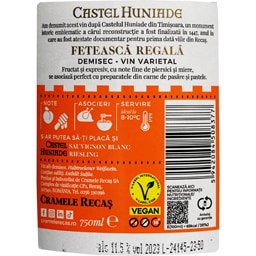 Castel Huniade | Vin alb demisec Feteasca Regala 0.75L