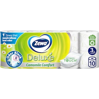 Zewa | Deluxe | Hartie igienica Deluxe Camomile Comfort, 3 straturi, 10 role