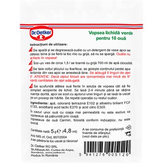 Dr. Oetker | Carmin | Vopsea lichida verde, 10 oua