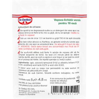 Dr. Oetker | Carmin | Vopsea lichida verde, 10 oua 5ml
